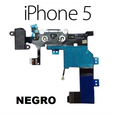 FLEX CONECTOR DE CARGA  IPHONE 5 5G DATOS AURICULAR JACK MICROFONO NEGRO
